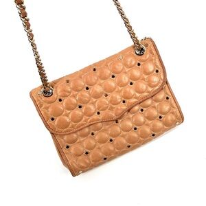 Rebecca Minkoff Studded Quilted Affair Handbag Caramel Brown Leather Tassel Bag